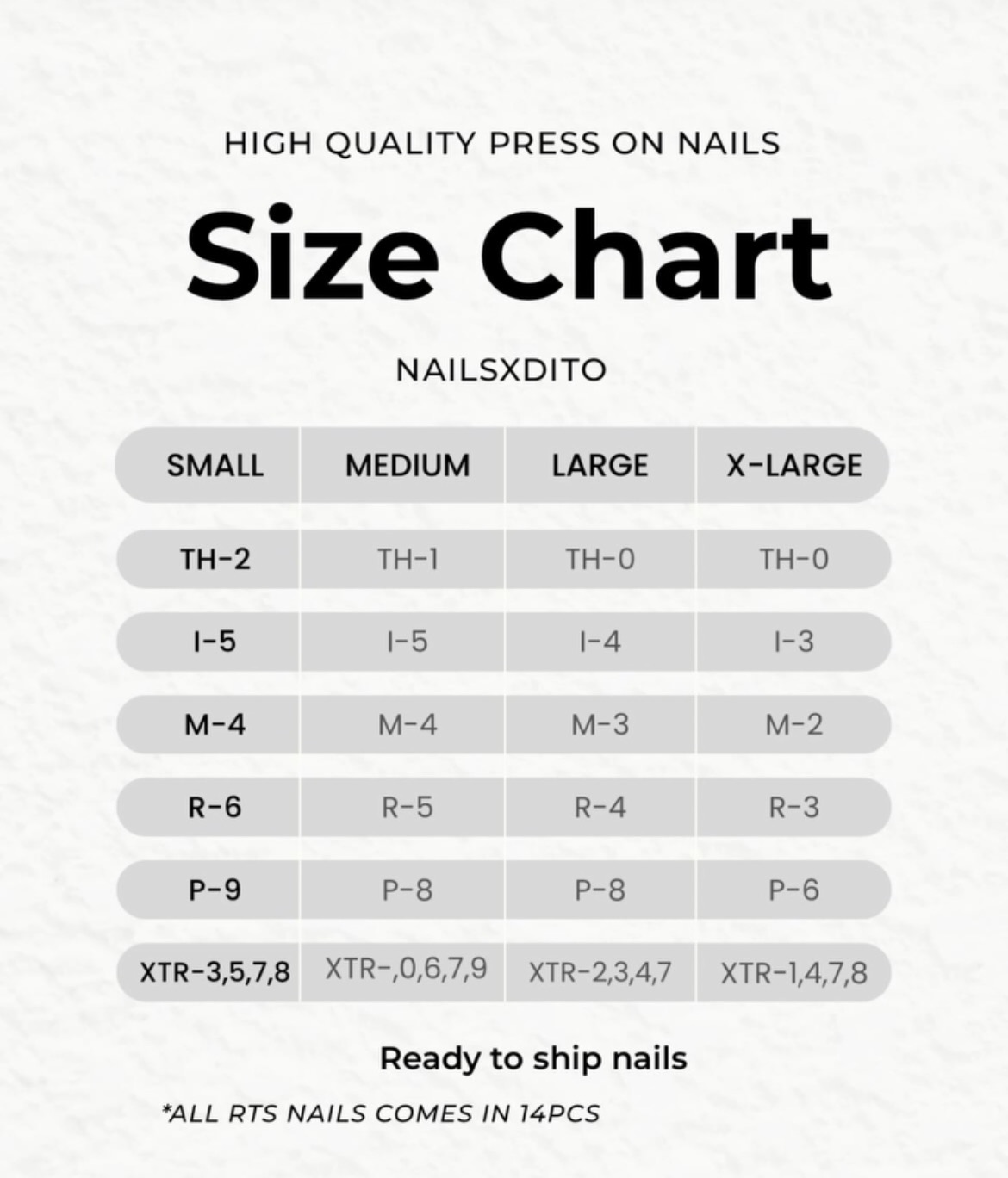 Nailsbydito size chart